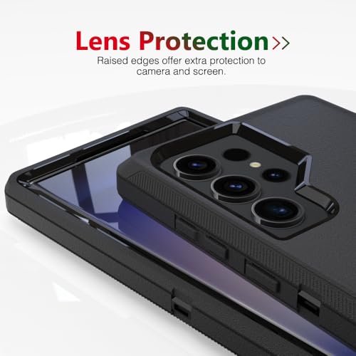 Image of Case for Galaxy S23 Ultra, Heavy-Duty Tough Rugged Shockproof Drop Protective Cover Cases for Samsung Galaxy S23 Ultra, Black