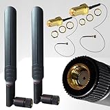 2-Pack Dual Band Antenna WiFi 2.4GHz 5GHz 5.8GHz 8dBi RP-SMA Male,U.FL IPEX MHF4 to RP SMA Female Extension Cable for M.2 NGFF Intel Wireless Network Card WiFi Adapter Laptop-Wireless Network Card 6e