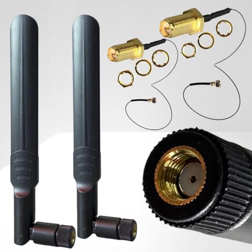 2-Pack Dual Band Antenna WiFi 2.4GHz 5GHz 5.8GHz 8dBi RP-SMA Male,U.FL IPEX MHF4 to RP SMA Female Extension Cable for M.2 NGFF Intel Wireless Network Card WiFi Adapter Laptop-Wireless Network Card 6e