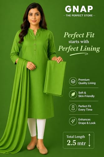 Image of Cotton Lining Cloth 2.5 Meter | for Kurta | Womens Dresses| Lining Materials | Stiching Material (Parrot Green)