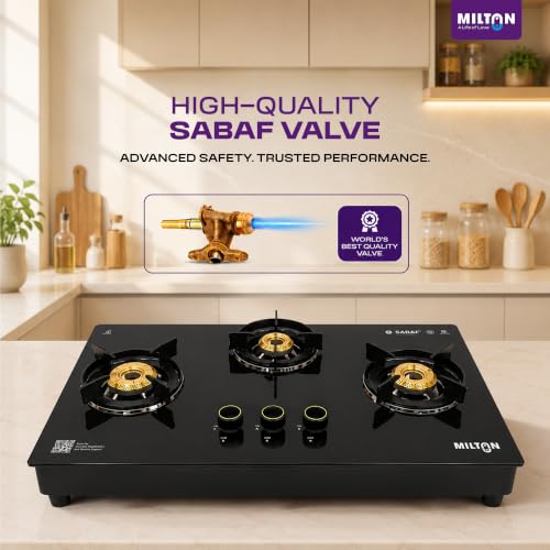 Image of Milton Magnus 3 Burner Gas Stove Hobtop | Built-In Hob with Auto Ignition