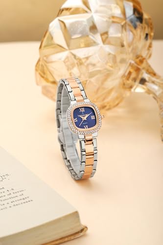 Image of London Fog Ave Maria Collection Analog Watch for Women with Square Dial, Crystal Studded Bezel Roman Numeral Markers and Stainless Steel Strap - LFW20004