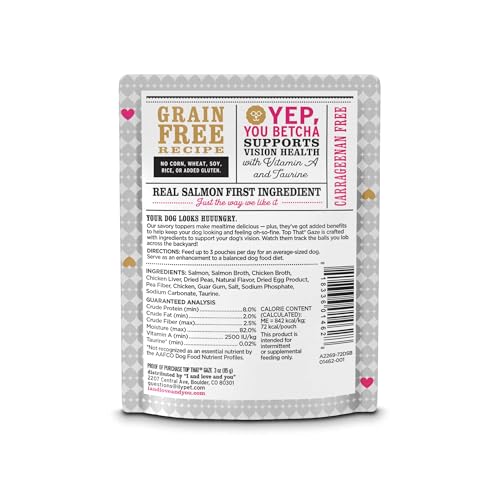 Image of I AND LOVE AND YOU Wet Dog Food Toppers - Top that Gaze Salmon Recipe in Gravy, Filler Free, Meal Enhancer Topper, 3oz 12pk