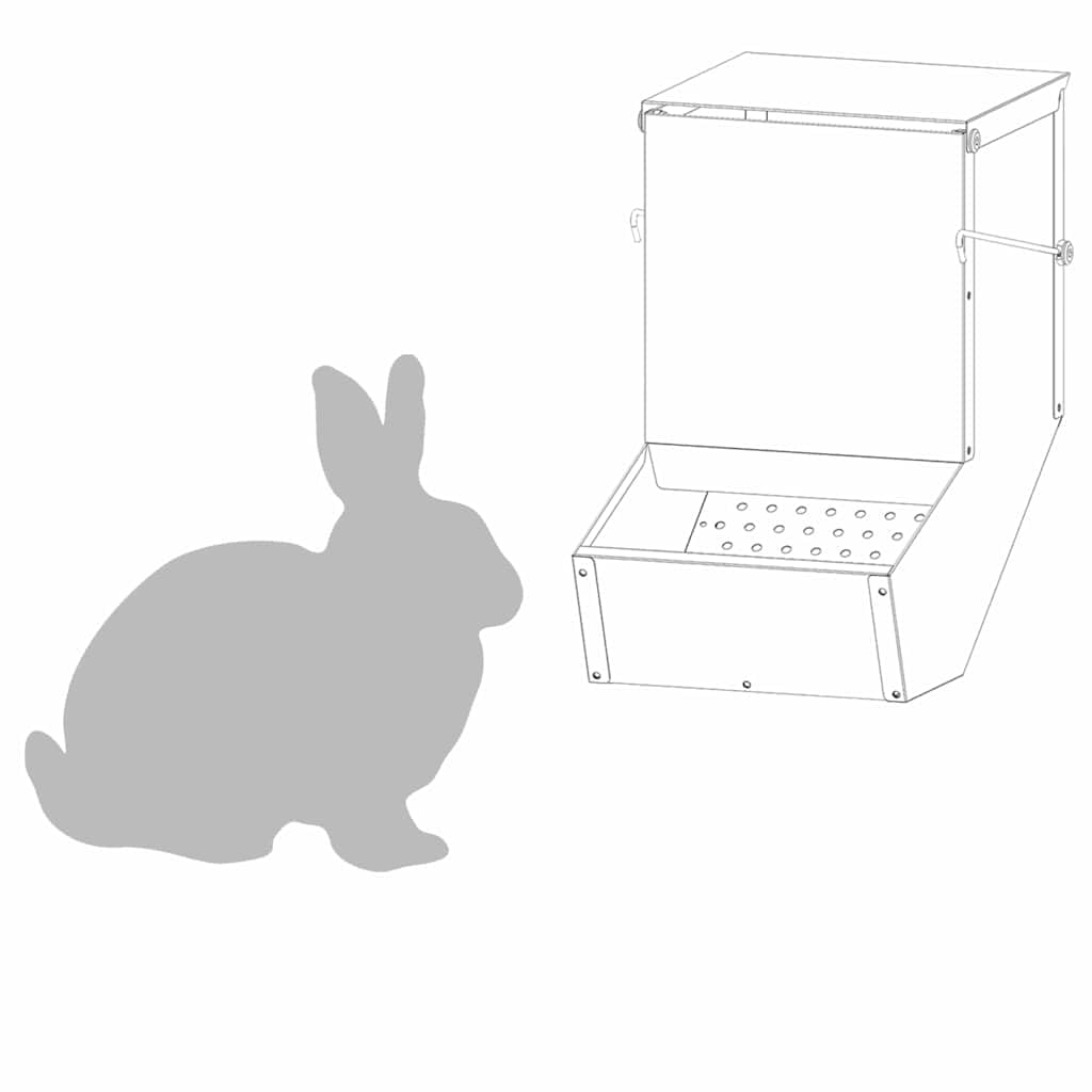 vidaXL Comedero para Conejos Plateado 17,5 x 26 x 28,5 cm, Comedero Moderno para Exteriores e Interiores, Duradero, Ideal para Conejos y Mascotas, ¡Super Estiloso