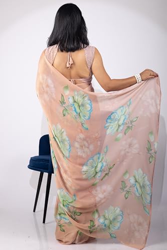 Image of MIRCHI FASHION Women Saree | Chiffon Chevron Zig Zag Printed Office Wear Sari with Blouse