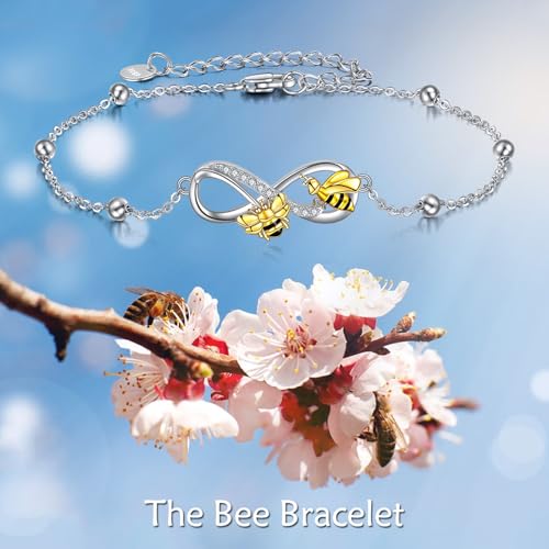 Image of POPLYKE Ladybug /Dragonfly /Bee /Paw Bracelet for Women Sterling SIlver Bracelet /Anklet Jewelry Gift for Women