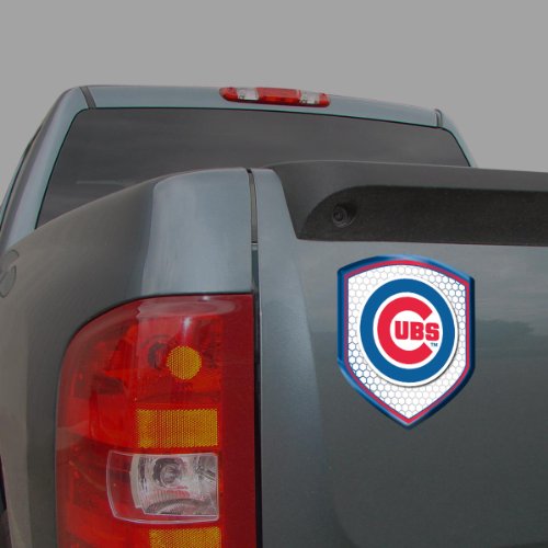Football Fanatics MLB Chicago Cubs Team Shield Automobile Reflector Decal, Blue Vinyl, Custom Style, Rectangular, Outdoor Use