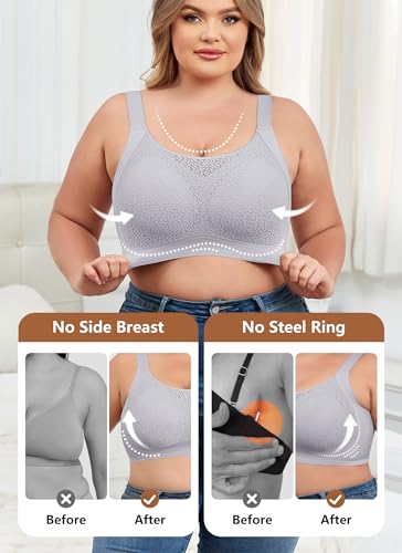 Image of Xcutting Lace Women's Seamless No Underwire Bra Soft Wireless Comfort Bralettes Full Coverage Bralette Everyday T-Shirt Bra
