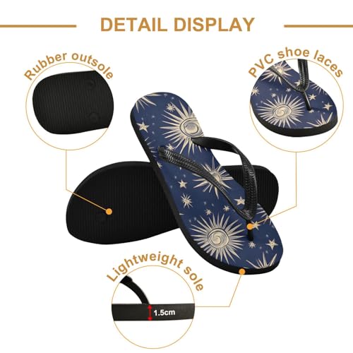 Womens Flip Flops Mandala Moon SunNon-Slip Casual Beach Slippers Rubber Sandals214B84232