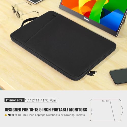 Image of Portable Monitor Case 18.5 Inch Protective Carrying Sleeve for InnoView VisionOwl Upperizon Usparkle Ingnok aimuonos Ingnok Motyeowe Cocopar EVICIV HONGO, 18-18.5 inch Portable Monitor Bag Case, Black
