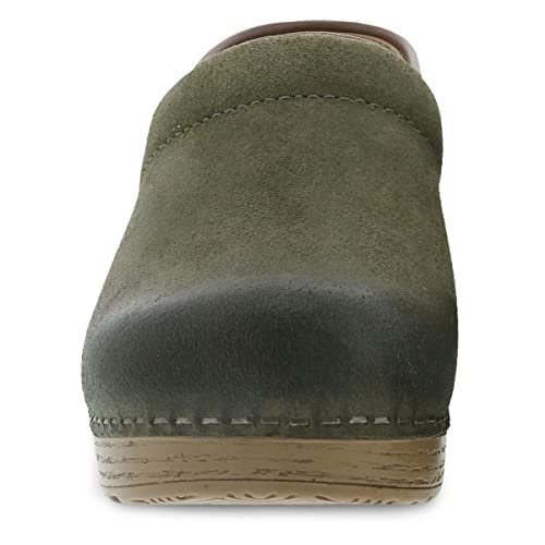 Image of Dansko Women's Professional Slip-On Clogs -Rocker Sole and Arch Support for Comfort-Ideal for Nursing, Food Service, Healthcare Green Burnished Nubuck 8.5-9 M US