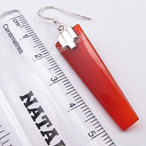 925 Solid Silver Carnelian Earrings 2.1" 5.7 Grams Handmade Gift Best Buy Holiday Gifting Sales3
