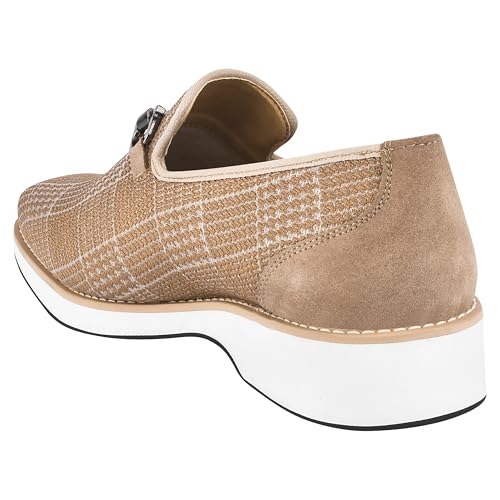 Image of LIBERTYZENO Mens Tuxedo Canvas Textile and Suede Leather Noble Loafers and Slip On Wedding Party Shoes for Easter Gift