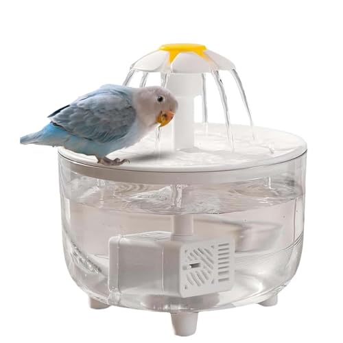 Image of Bird Bath for Indoor Parrots Parrot Bird Bathtub Circulating Filter Fountain Cage Birdbath for Canary, Love Bird, Goldfinch Parrot Small Medium Feathered Pet (Transparent + White, S)