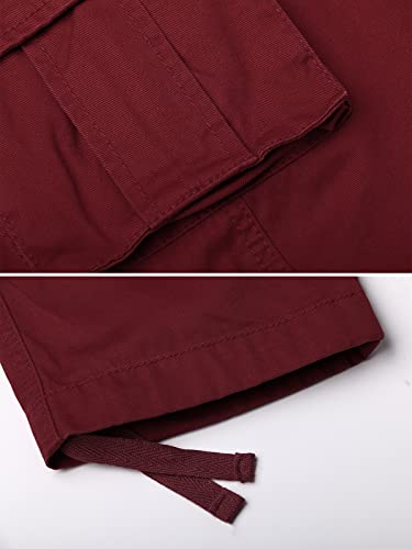 OCHENTA Men's Cotton Casual Cargo Work Pants Baggy Camo Tactical Combat Trousers with 8 Pockets (No Belt)