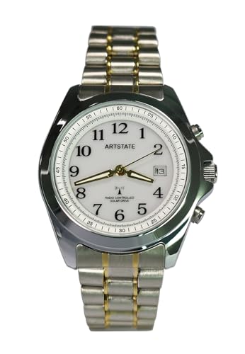 ARTSTATE AS0240 Solar Funk Quarz Herren Uhr Analog mit Edelstahl Armband (White)