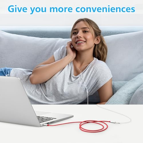 Image of 3.5mm Extension Cable 6.6ft - Headphone Extension Cable Nylon Braided Aux Cord Extender for Smartphones, Tablets, Media Players (No Mic Support) -Red