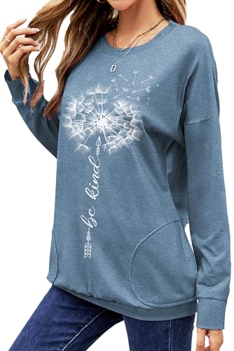 Hount Womens Casual Loose Fit Shirts Long Sleeve Comfy T-Shirts Pullover Sweatshirts With Pockets4