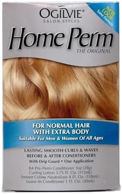 Ogilvie Salon Styles Home Perm The Original with Extra Body for Men & Women - For Color Treated, Normal Hair - Lasting Smooth Curls & Waves Before & After Conditioners with Drip Guard - 1 Application