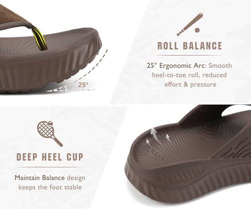 Image of KuaiLu Recovery Flip Flops for Women Sport Thong Sandals | Comfortable Arch Support Cushion Summer Beach Slides Reduces Stress on Feet Joints & Back Post-Exercise