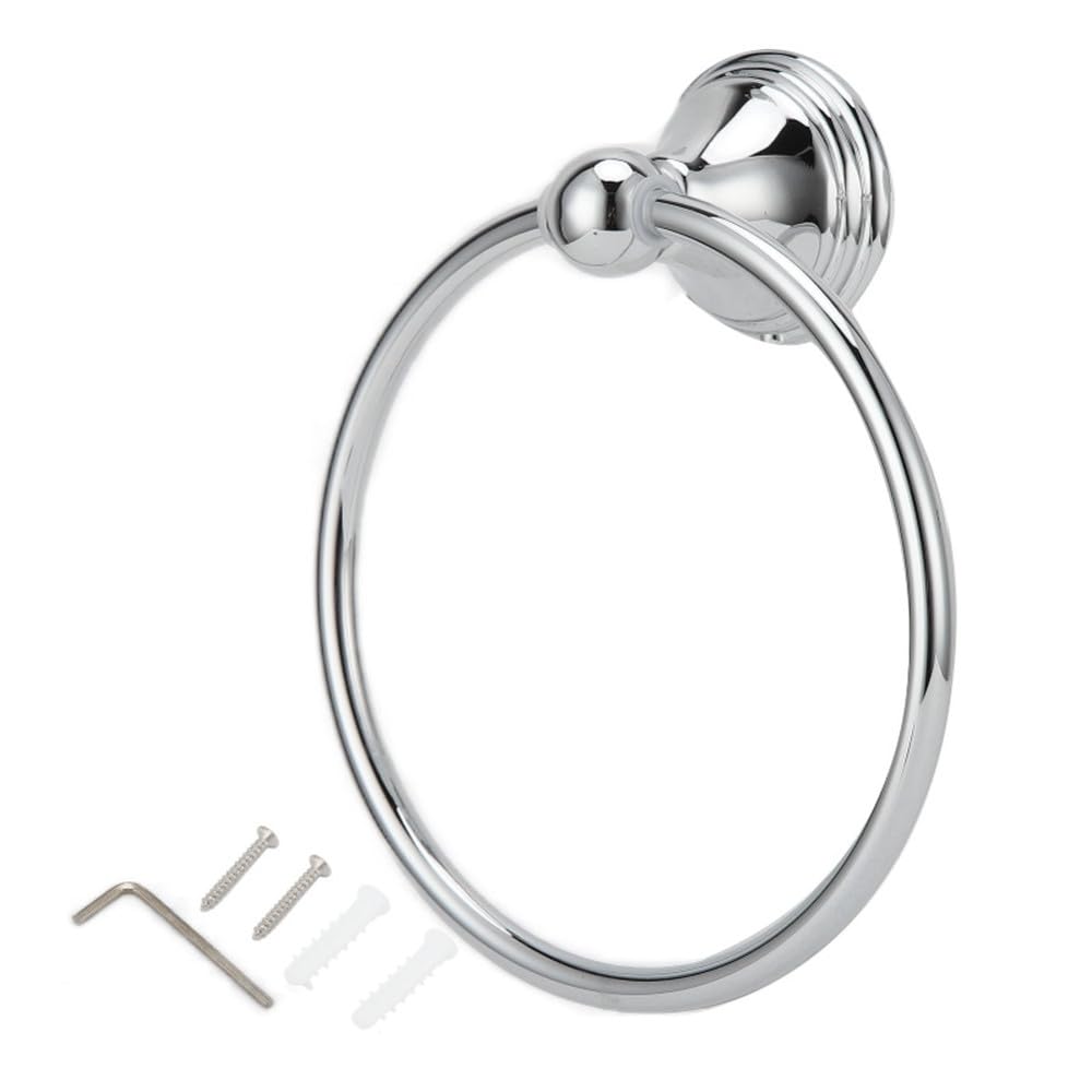 VVW&LIU Towel Ring Stainless Steel Hand Towel Holder WallMounted Towel Rack Bathroom Hardware Rack(Chromeplate),Silver