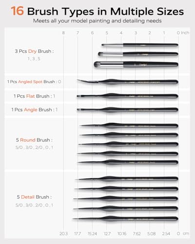 JusArt 16 Pcs Fine Paint Brushes for Detail, Set with Case Holder - image 2