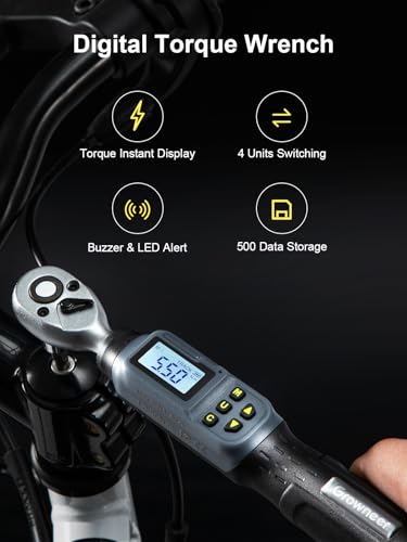 Image of GROWNEER Digital Torque Wrench, 1.1-22.1 Ft-lbs /1.5-30 Nm, 1 /4'' Drive Inch Pound Torque Wrench with Buzzer & LED Indicator, Electronic Wrench Set with Bits & Sockets for Gunsmithing Bike Motorcycle