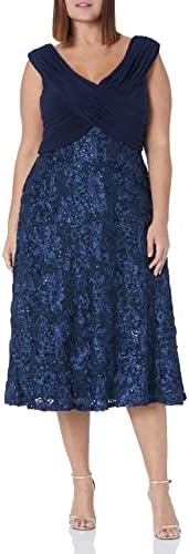 Alex Evenings Women's Tea Length A-line Rosette Dress
