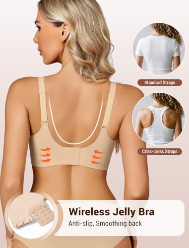 Image of Avidlove Jelly Bras for Women No Underwire Seamless Bralettes Wireless Push Up Scalloped Full Coverage Sports Everyday Bra