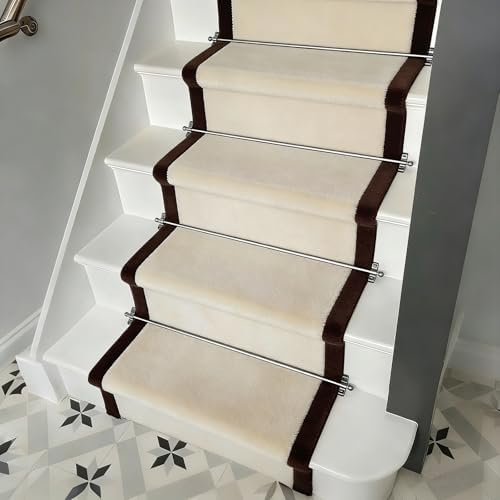 Customizable Silver Stair Runner Rods - 13pcs Long 20" Fixed Carpet Rods for Home & Commercial Use - Perfect for 24", 32", 36", & 46" Staircases
