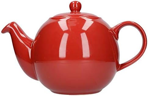 Globe Large Teapot with Strainer, 8 Cup (1.8 Litre), Red