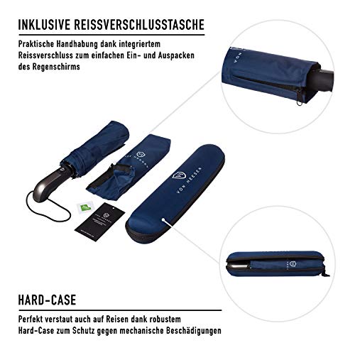 VON HEESEN® Paraplu stormbestendig tot 140 km/h - incl. paraplutas & reisetui- zakparaplu met automatisch open-mechanisme, klein, licht en compact, teflon coating, windbestendig, stabiel - Image 3