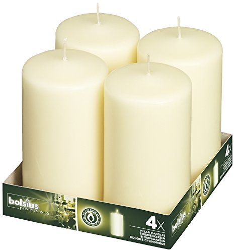 Bolsius 3x6 Set of 4 Ivory Pillar Candles aprox 3x6 inches