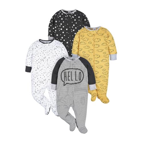 Image of Gerber Baby Boys' 4 Pack Sleep 'N Play Footie