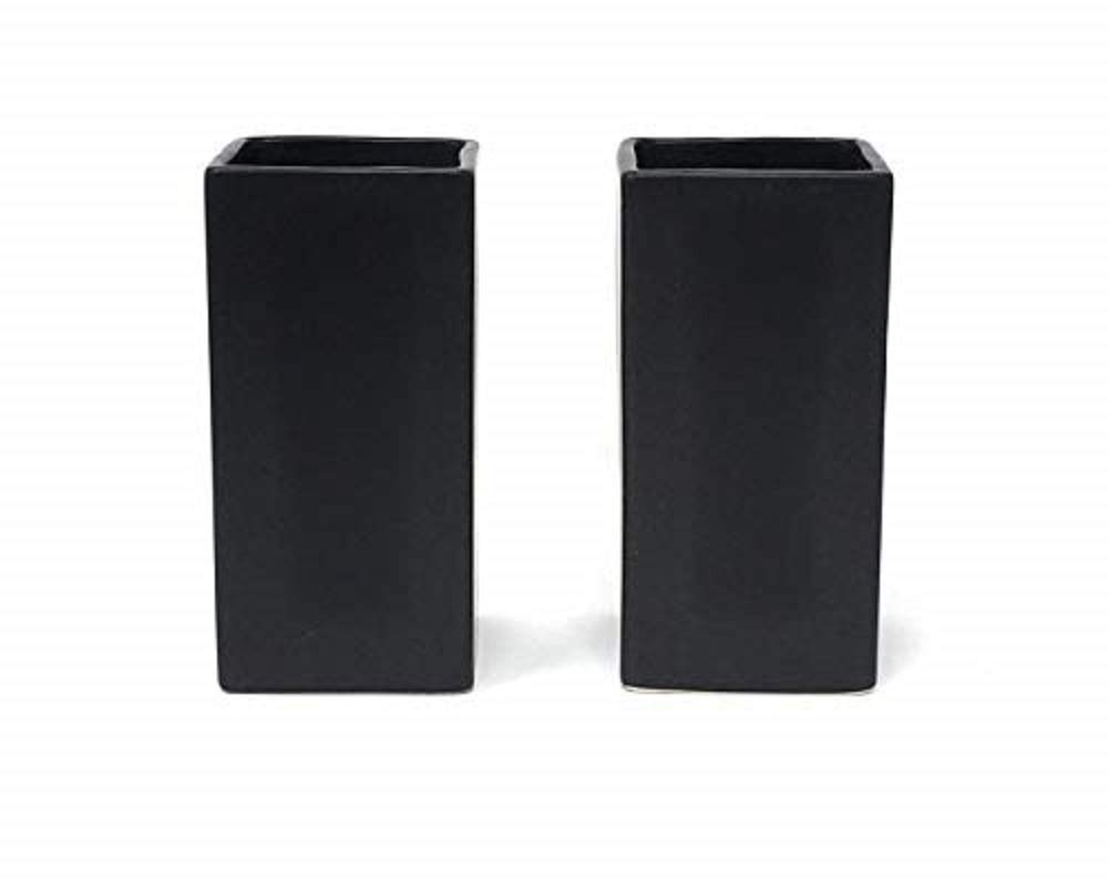 Set of 2 Square Matte Black Ceramic Vase – Modern Black Square Vase Adds a Sleek Look to Any Space, Use for Home Décor, Event Centerpieces and Much More, 3” SQ x 6” H
