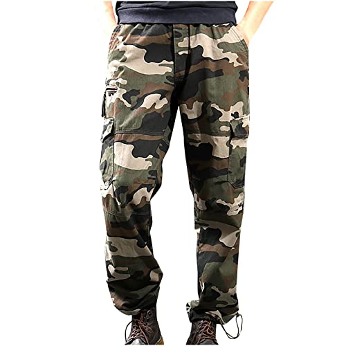 Pantalon de travail en coton camouflage homme coupe droite coupe ample confortable