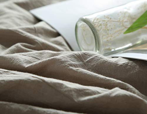 Image of F.Y.Dreams 100% Washed Cotton Duvet Cover for Weighted Blanket 48x72 inches with 16 Ties, Zipper on Long Side /Khaki /Just Duvet Cover