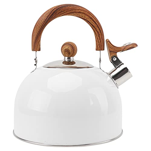Cabilock Tea Kettle For Stove Top Stainless Steel Tea Kettle Stovetop Whistling Tea Kettle With Cool Toch Ergonomic Handle 2. 5L White #TOP5