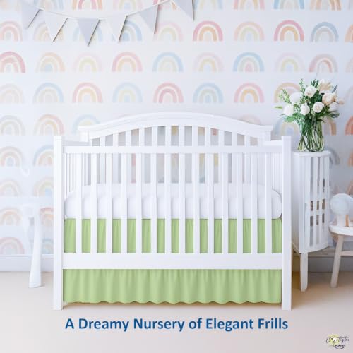 Image of Cottington Lane Sage Crib Skirt Dust Ruffle 14 inch Drop, Fits 28 inch x 52 inch