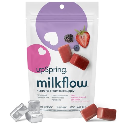 Image of UpSpring Lactation Supplement for Breastfeeding, Lactation Snacks with Fenugreek and Blessed Thistle, Breastfeeding Essentials Support, Breast Milk Supply - Mixed Berry (28 Count)