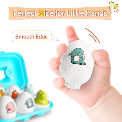 Image of Tinabless Hide & Squeak Dinosaur Eggs, Montessori Sorting & Matching Learning Toys for Toddlers Kids Boys Girls, Easter Basket Stuffers Gifts Party Favors