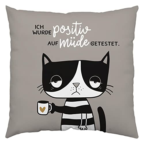 Baumwollkissen Motiv Müde Katze: 40 cm x 40 cm Cover