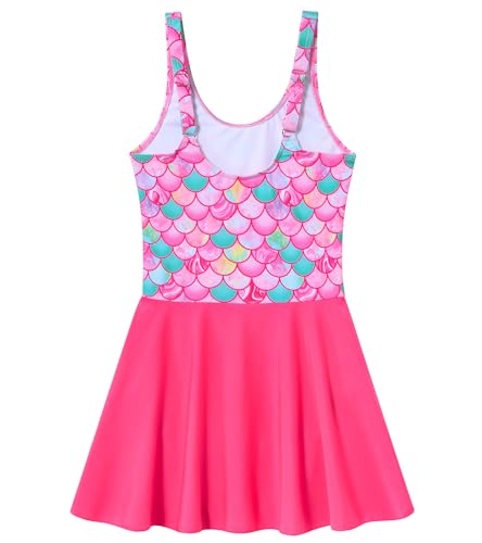 Image of Yousie Girls Swimsuit One Piece Tropical Kids Bathing Suit Swimwear Adjustable Swim Dress 5-9 Years