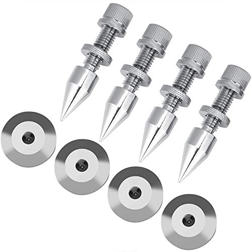 ANCLLO - ANCLLO Lot de 4 pieds isolants pour haut-parleur HiFi - En cuivre - pointes pour isolation Haut-parleur pied anti-choc pour haut-parleur Pieds - Aspect brillant - Anti-rayures - Anti-chocs - Argenté