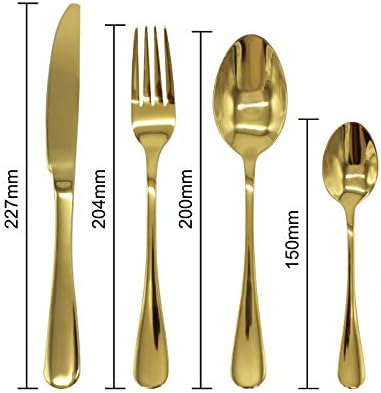 Cutlery Set Gold Plated Stainless Steel 16 Piece Set Forks Spoon Wedding Christmas Dinnerware Glim&Glam