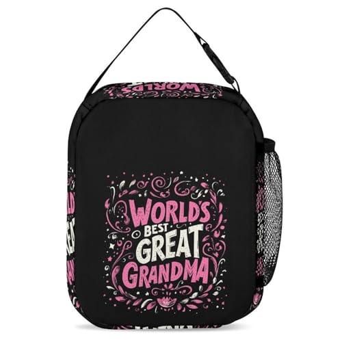 Worlds Best Great Grandma Travel Backpack Lunch Box Pencil Case 3Pcs Set for Men Women Office Outing University 5