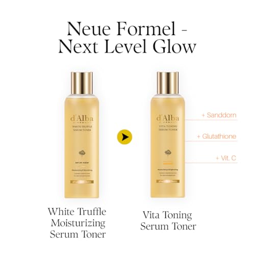 d'alba Piedmont Weißtrüffel Vita Toning Serum Toner, Glashaut-Effekt mit Doppel-Vitamin-Hautpflege, Gesichtsfeuchtigkeitspflege (180 ml)
