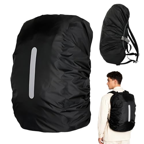 GNALIA Fundas Para Mochilas Impermeables Con Tiras Reflectantes, Tamaño 15-25L, Color Negro, 1 Unidad, Protección Contra Lluvia