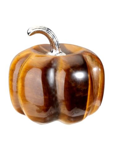 Jovivi Tiger Eye Crystal Pumpkin Gifts for Women Mum Birthday 1.2 Tigers Eye Stone Healing Crystal Gifts Polished Gemstone Reiki Crystals Home Desk Decor