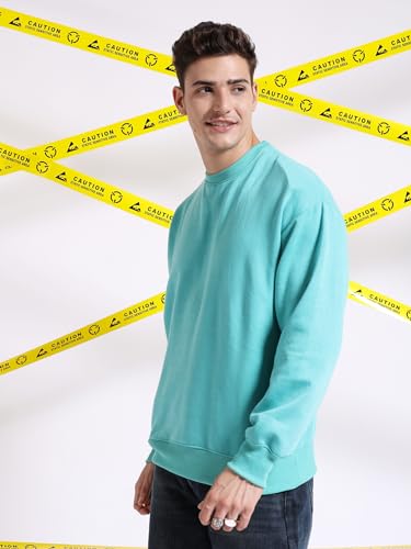 Image of The Indian Garage Co Men Oversized Solid Crew Neck Overhead Sweatshirt